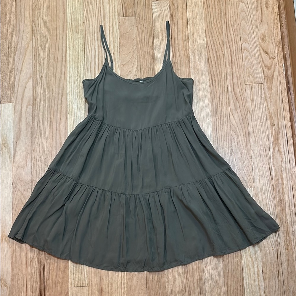 American Eagle Outfitters Olive Green Babydoll Mini Dress